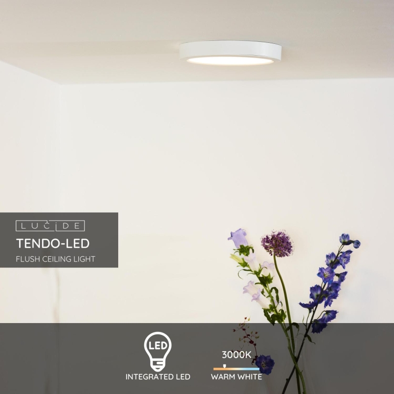 Lucide TENDO-LED - Zapustené stropné svietidlo - Ø 22 cm - LED - 1x18W 3000K - Biele
